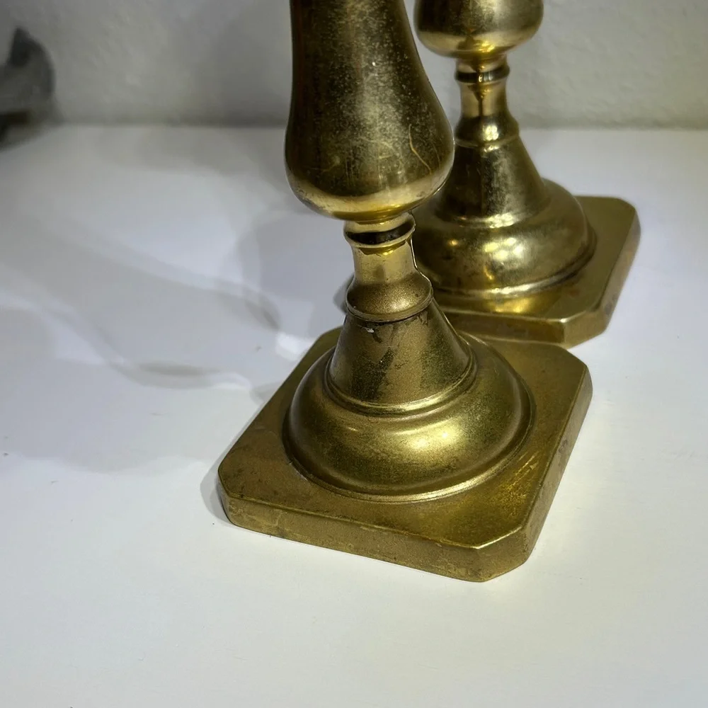 Vintage 60’s Harvin Virginia Metalcrafters Solid Brass Heavy Candlesticks - Picture 4 of 14